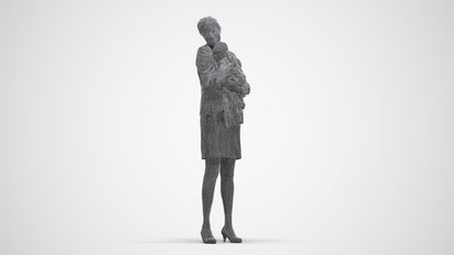 scanned 3D girl business kids, photogrammetry people for Enscape and V-Ray, three-quarter front view render