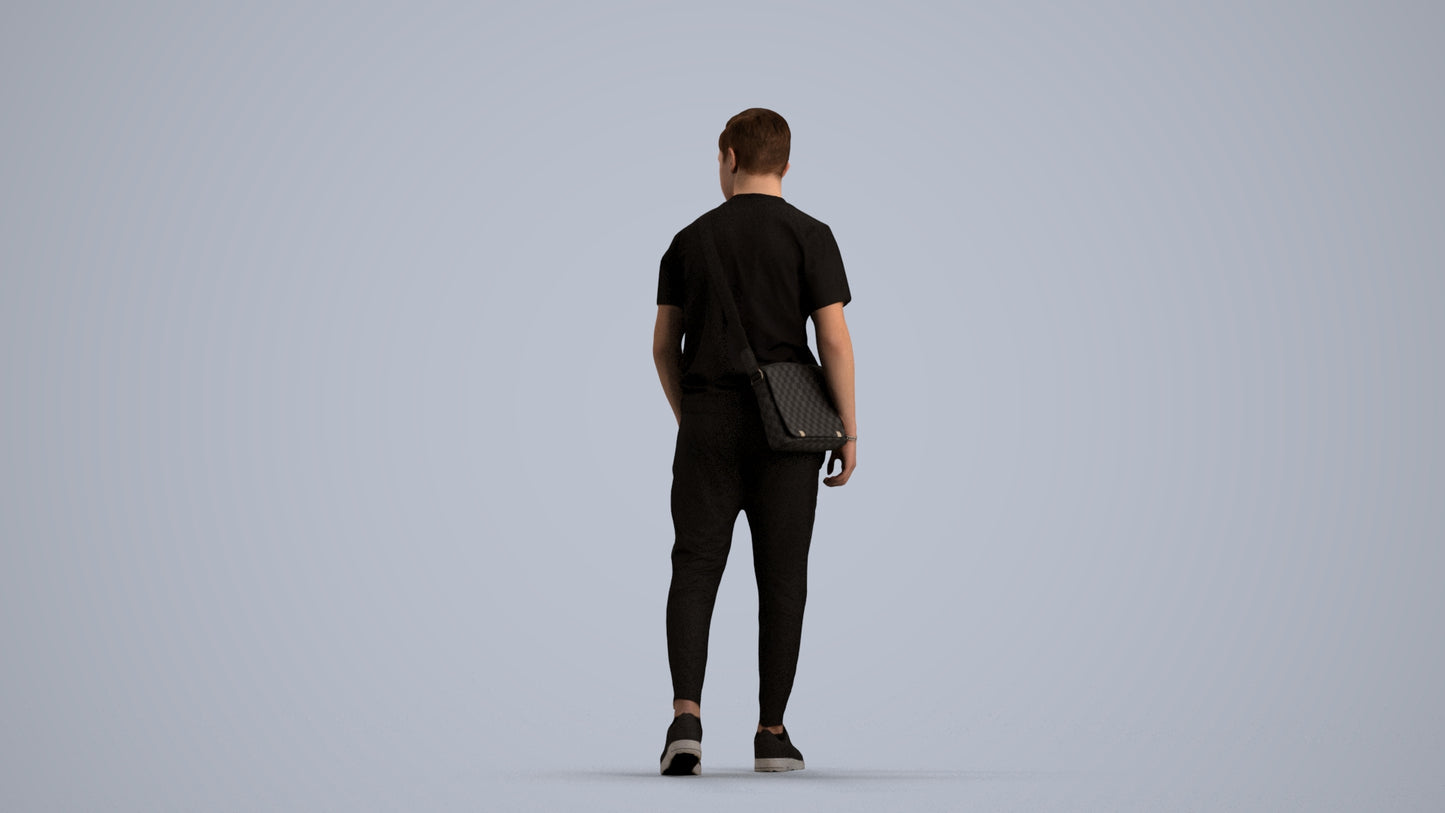 realistic 3D human boy casual kids, archviz people FBX OBJ for Blender, front view render