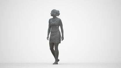 photogrammetry 3D girl casual kids, realistic human model archviz FBX, wireframe back view