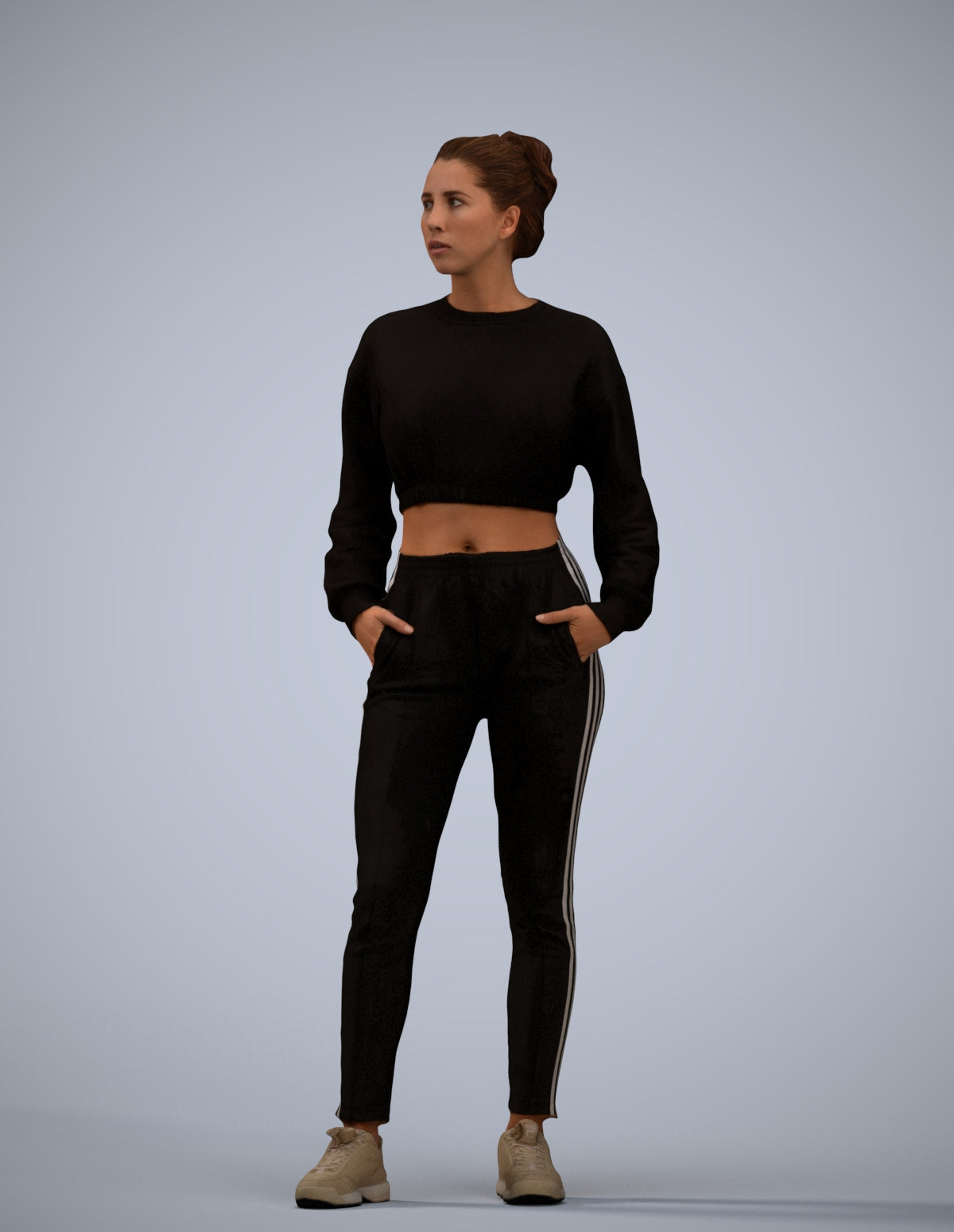 realistic 3D woman sport, scanned archviz people for Blender and 3ds Max