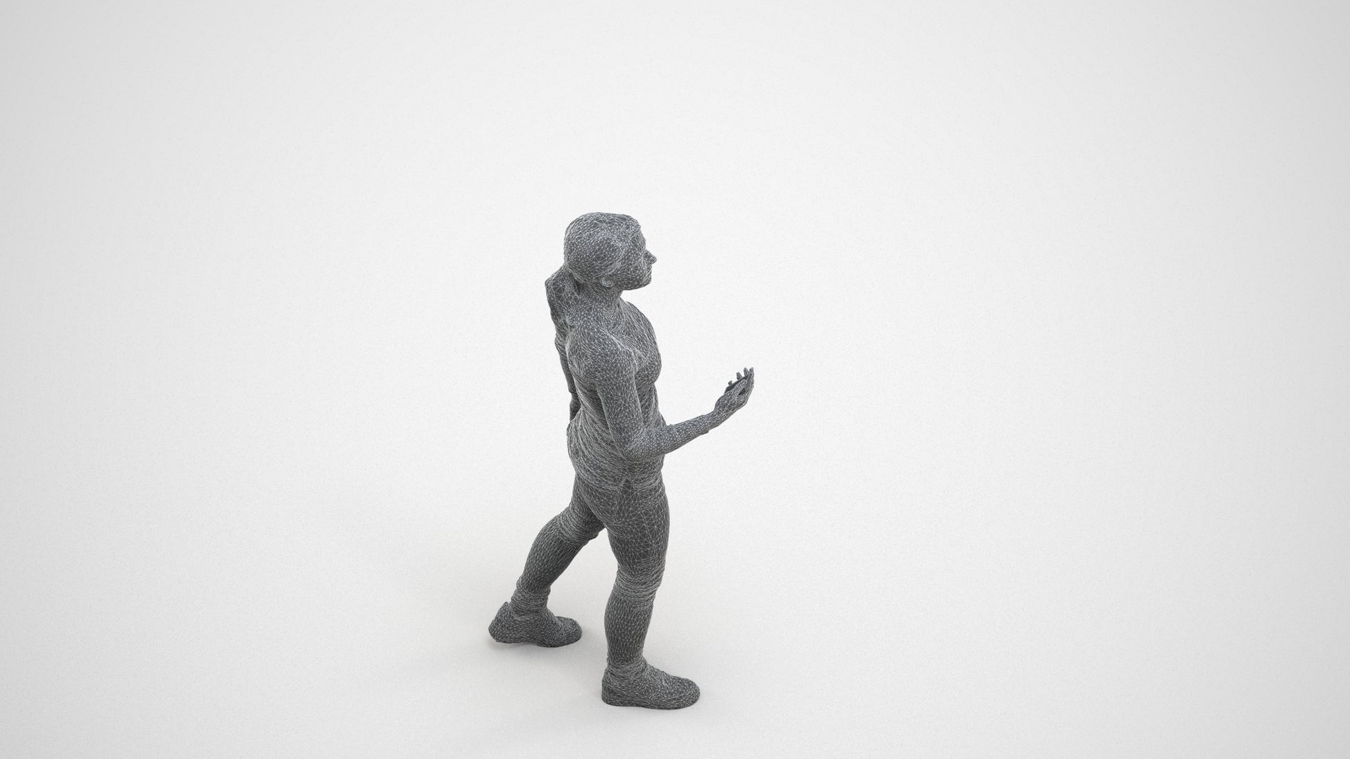 realistic 3D people woman casual walking, render-ready for V-Ray and Corona, FBX OBJ, wireframe three-quarter view