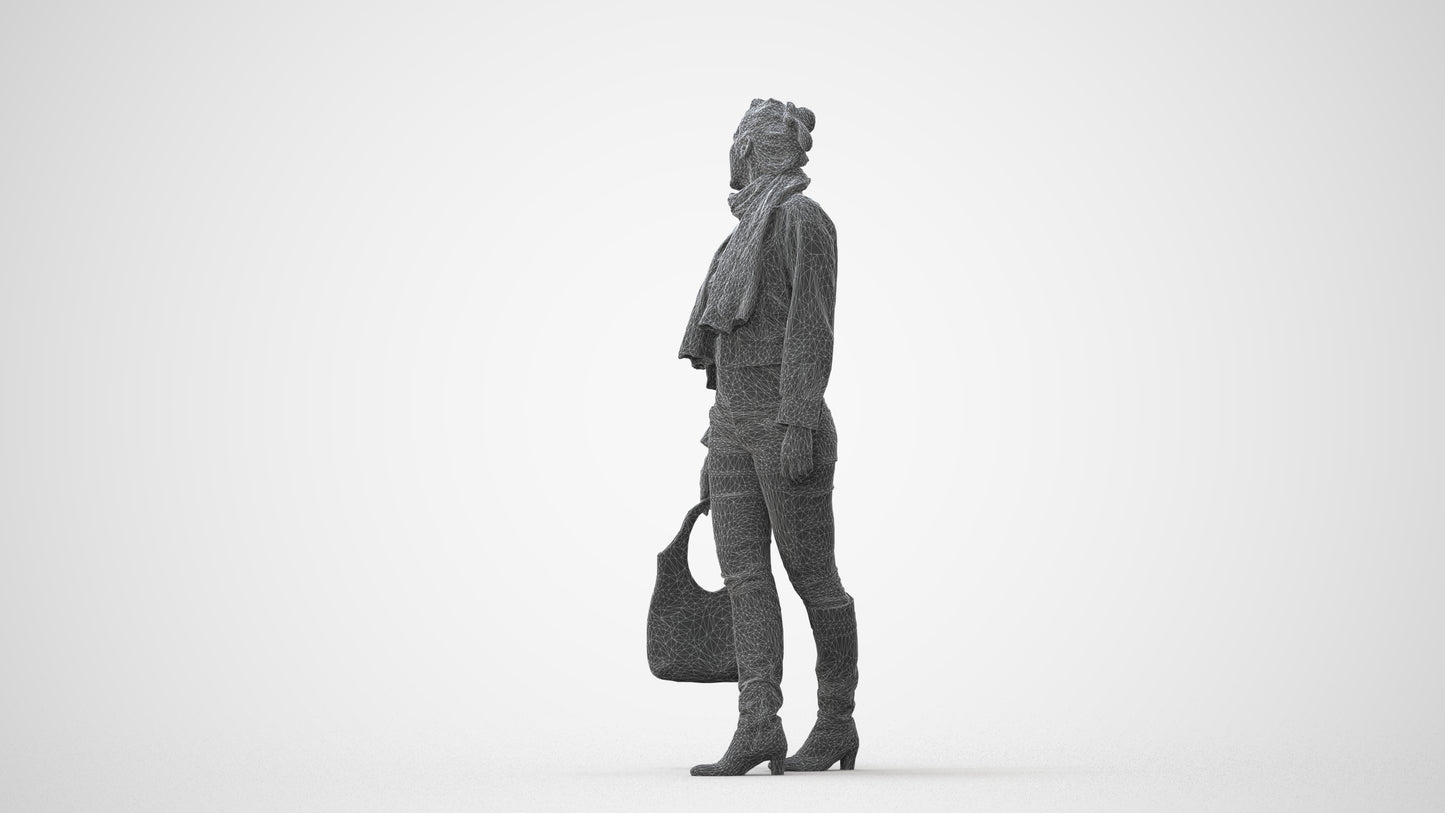 scanned 3D woman casual walking, photogrammetry people for Enscape and V-Ray, square thumbnail