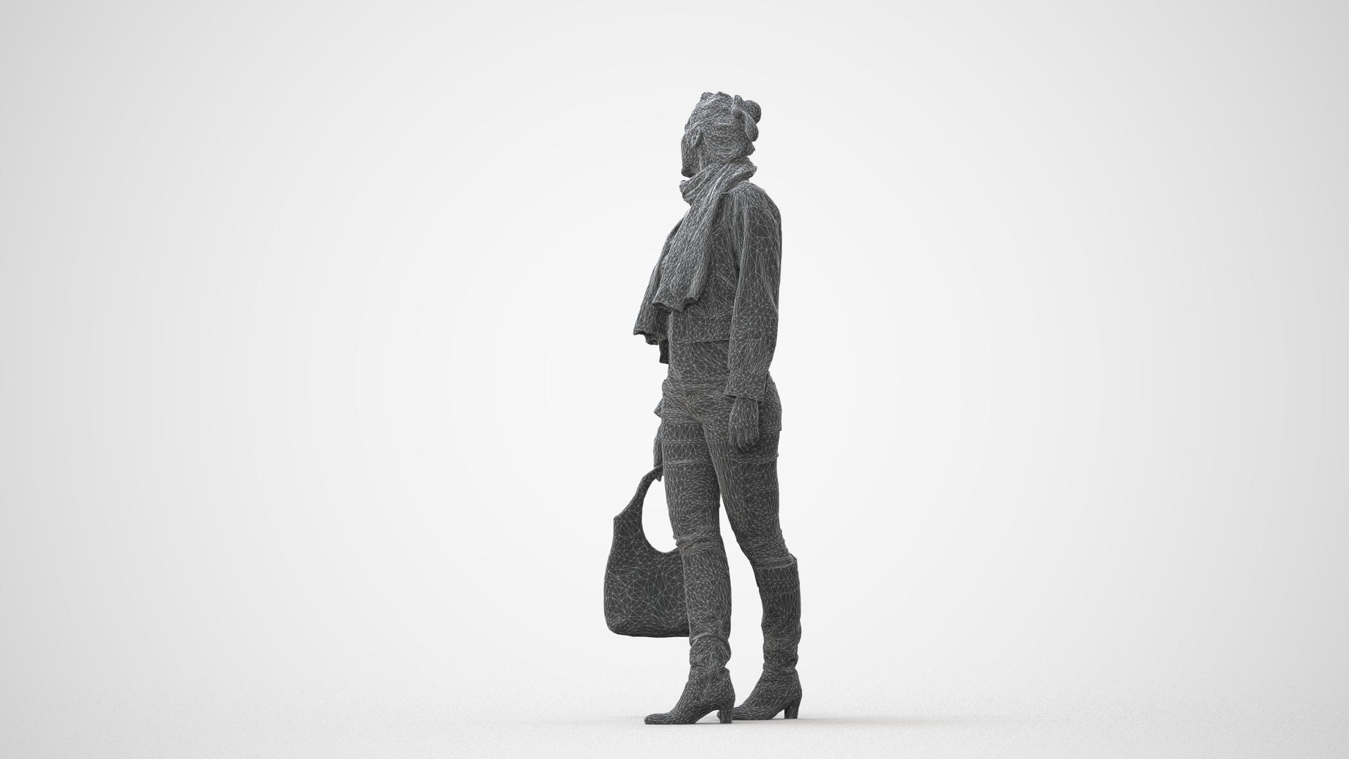 scanned 3D woman casual walking, photogrammetry people for Enscape and V-Ray, square thumbnail
