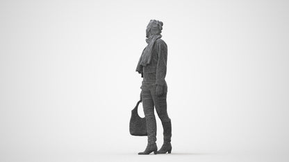 scanned 3D woman casual walking, photogrammetry people for Enscape and V-Ray, square thumbnail