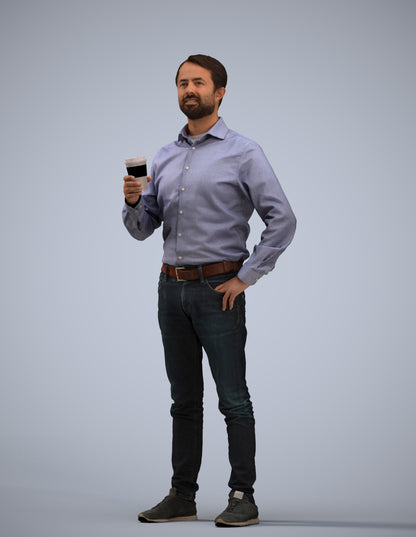 3D scanned man business, photorealistic archviz people for Enscape and SketchUp