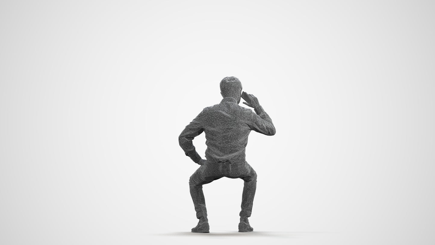 realistic 3D man business sitting, scanned archviz people for Blender and 3ds Max, wireframe front view