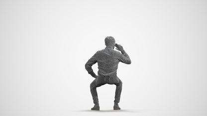 realistic 3D man business sitting, scanned archviz people for Blender and 3ds Max, wireframe front view