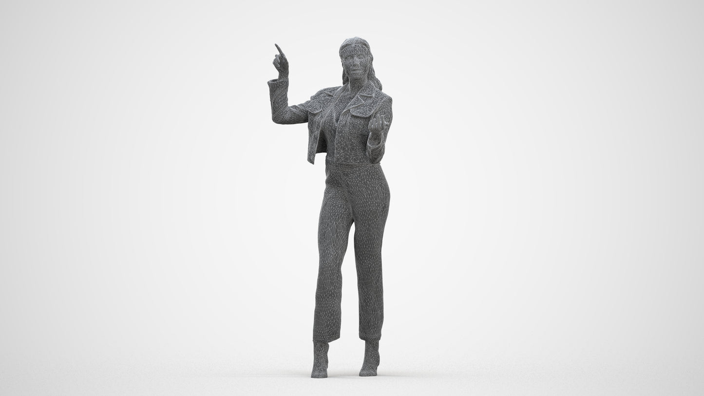 3D scanned woman standing business, photorealistic archviz people for Enscape and SketchUp, three-quarter front view render