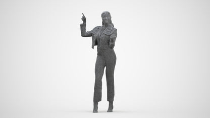 3D scanned woman standing business, photorealistic archviz people for Enscape and SketchUp, three-quarter front view render