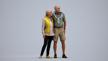 3D scanned senior woman couple casual, photorealistic archviz people for Enscape and SketchUp, standing pose render