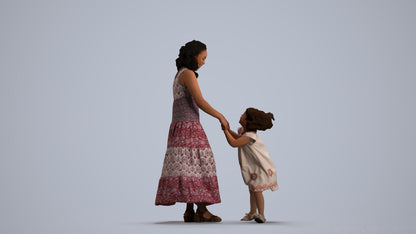 3D scanned girl kids casual, photorealistic archviz people for Enscape and SketchUp, front view render