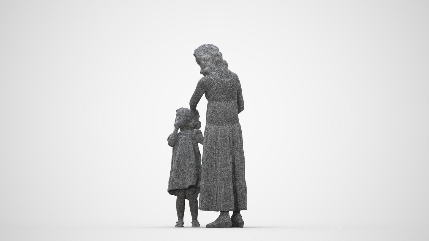 realistic 3D people girl casual kids, render-ready for V-Ray and Corona, FBX OBJ, wireframe back view
