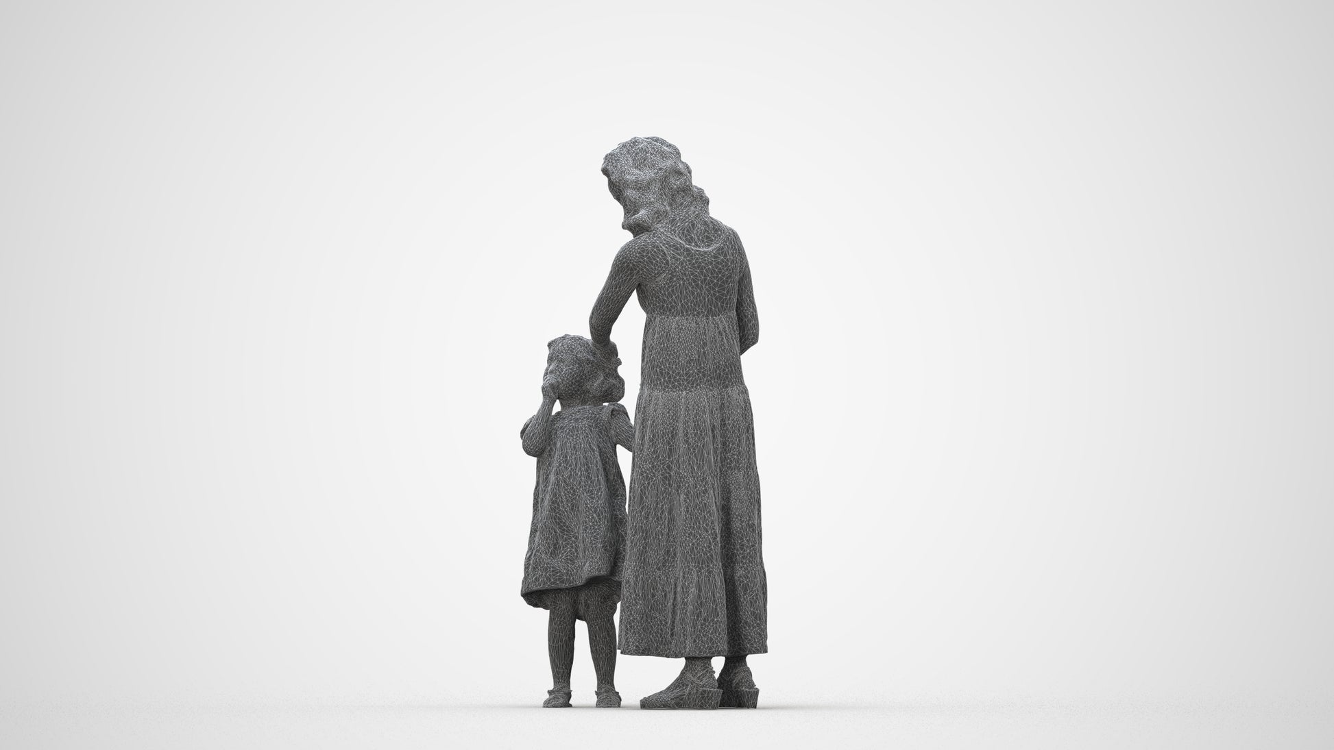 realistic 3D people girl casual kids, render-ready for V-Ray and Corona, FBX OBJ, wireframe back view