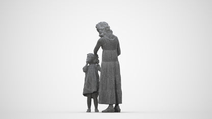 realistic 3D people girl casual kids, render-ready for V-Ray and Corona, FBX OBJ, wireframe back view