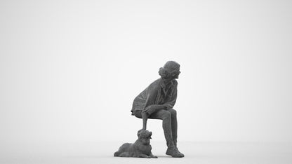 3D people model man casual sitting, scanned human for 3ds Max rendering, wireframe side view