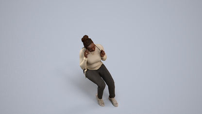 realistic 3D people woman casual sitting, render-ready for V-Ray and Corona, FBX OBJ, back view render