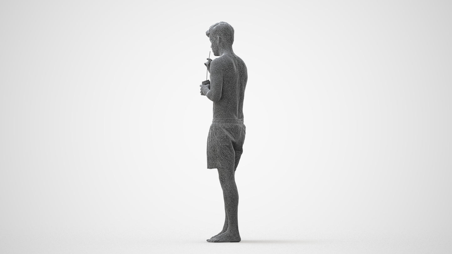 realistic 3D man sport pool, scanned archviz people for Blender and 3ds Max, square thumbnail