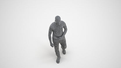 scanned 3D man casual walking, photogrammetry people for Enscape and V-Ray, wireframe three-quarter view