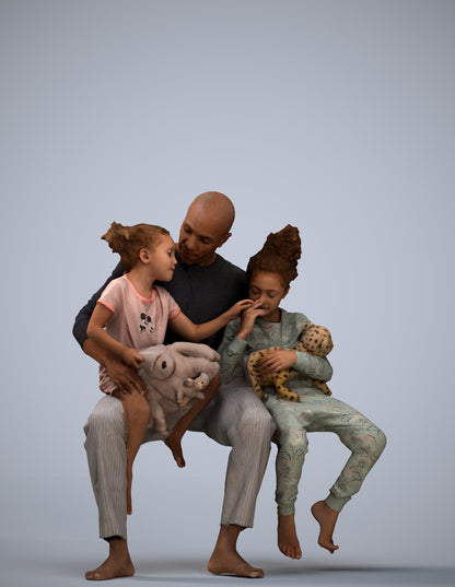 realistic 3D human girl casual kids, archviz people FBX OBJ for Blender