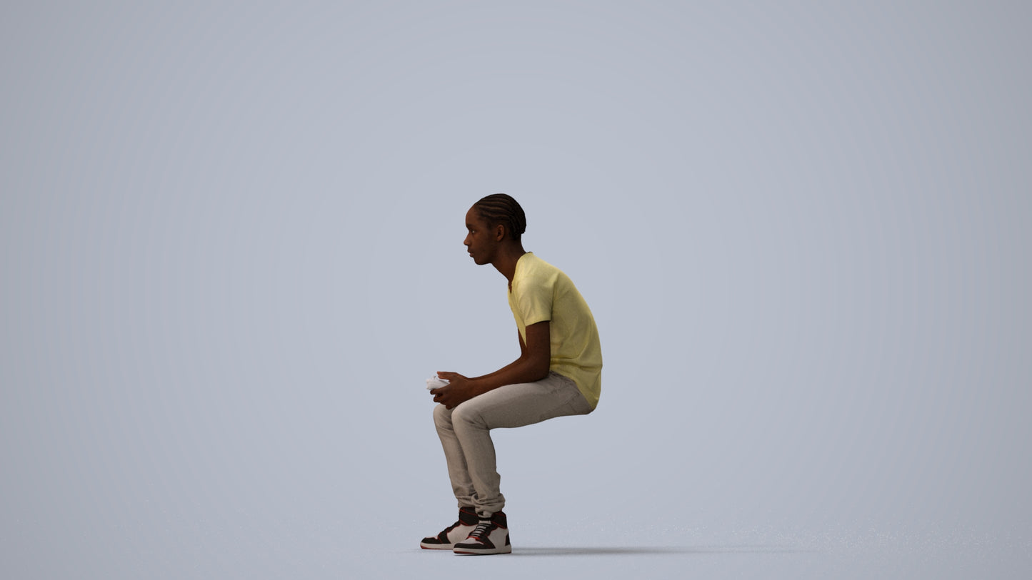 realistic 3D boy casual kids, scanned archviz people for Blender and 3ds Max, three-quarter view render