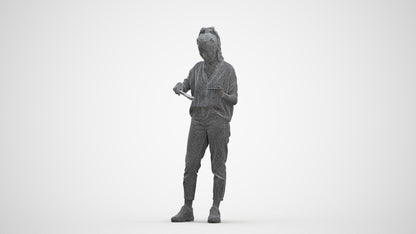 scanned 3D woman casual standing, photogrammetry people for Enscape and V-Ray, three-quarter front view render