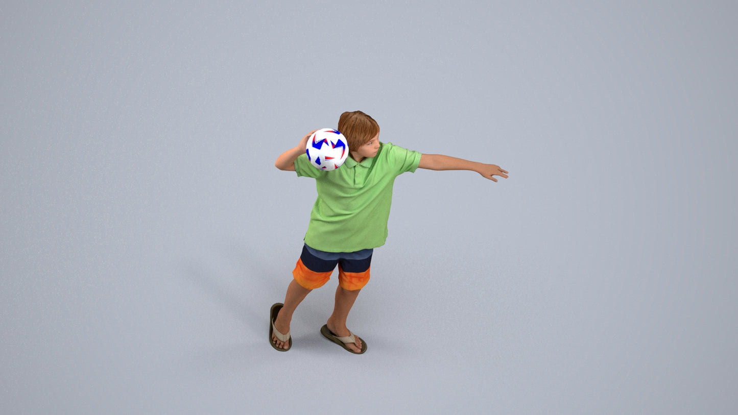 3D people model boy sport kids, scanned human for 3ds Max rendering, back view render