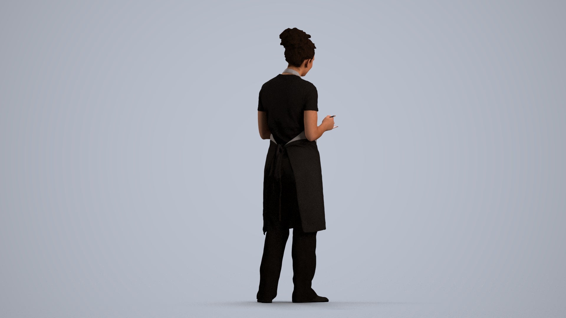 realistic 3D people woman hospitality, render-ready for V-Ray and Corona, FBX OBJ, front view render