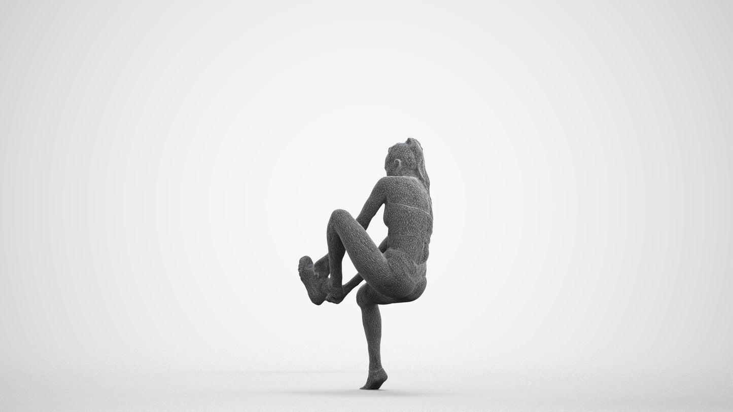 realistic 3D human woman sport, archviz people FBX OBJ for Blender, wireframe front view