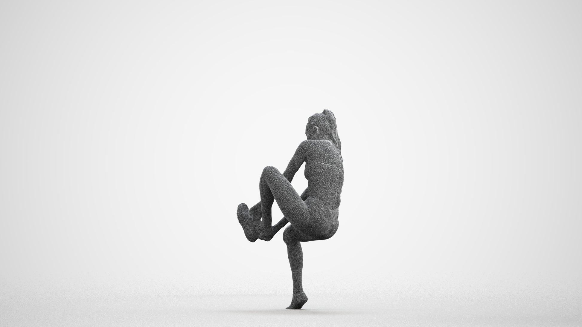 realistic 3D human woman sport, archviz people FBX OBJ for Blender, wireframe front view