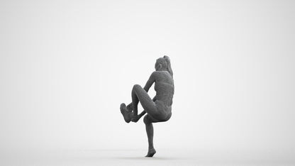 realistic 3D human woman sport, archviz people FBX OBJ for Blender, wireframe front view