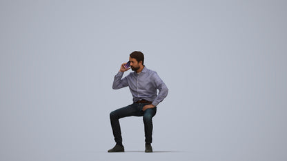realistic 3D man business sitting, scanned archviz people for Blender and 3ds Max, top-down view render