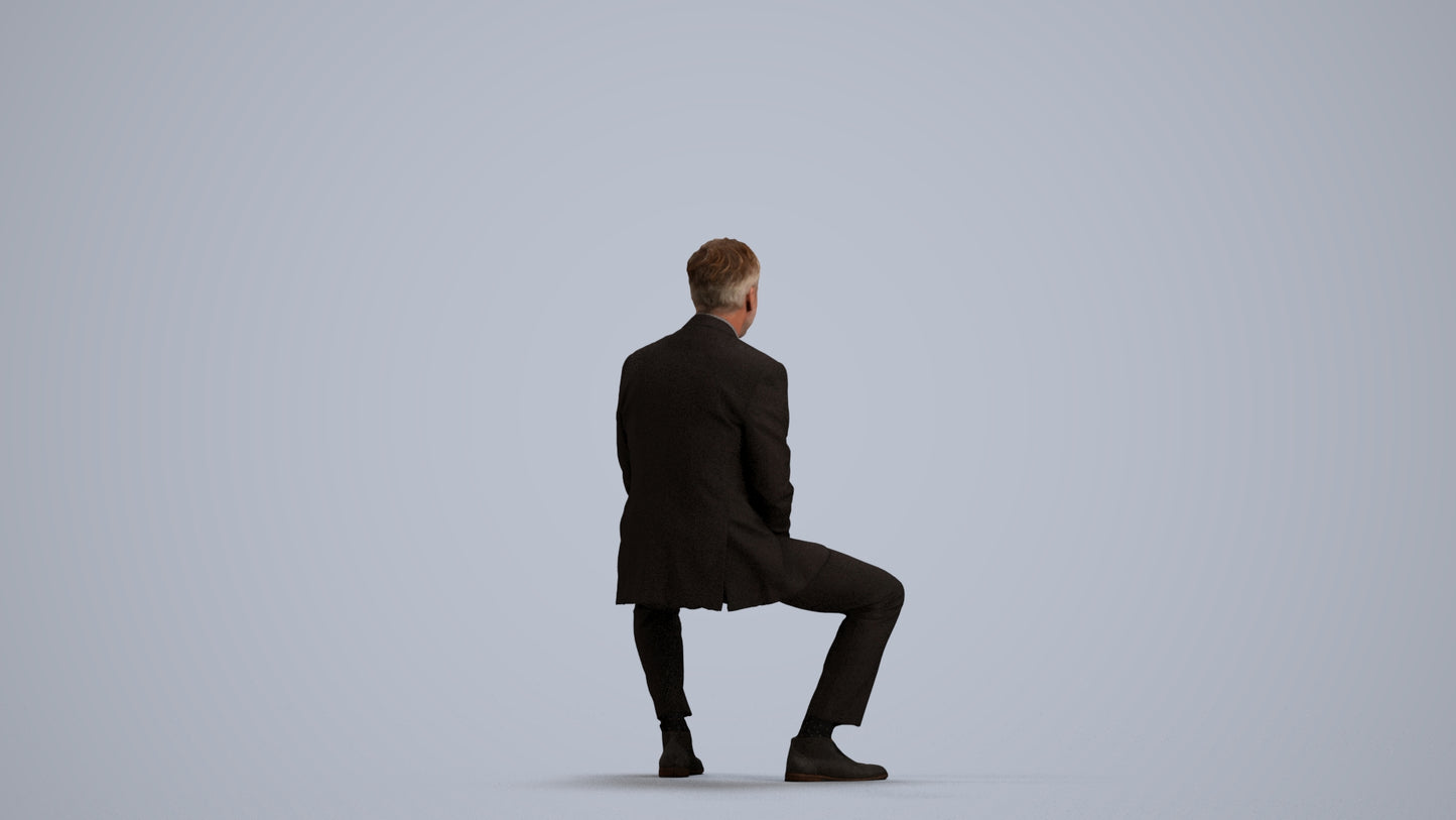 realistic 3D human man business, archviz people FBX OBJ for Blender, front view render