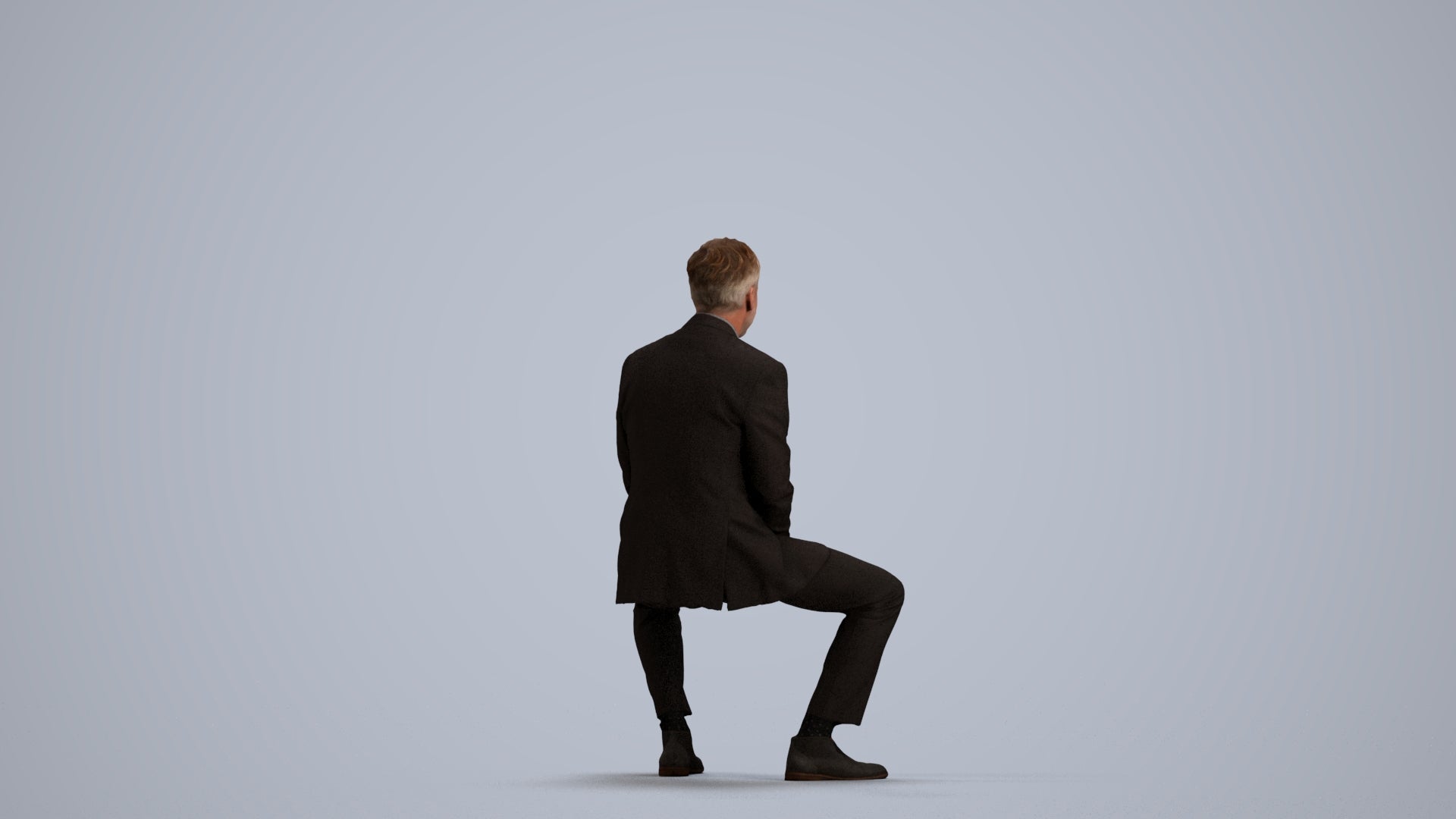 realistic 3D human man business, archviz people FBX OBJ for Blender, front view render
