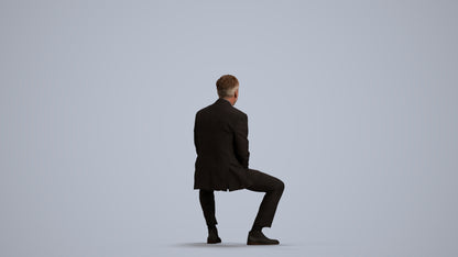 realistic 3D human man business, archviz people FBX OBJ for Blender, front view render