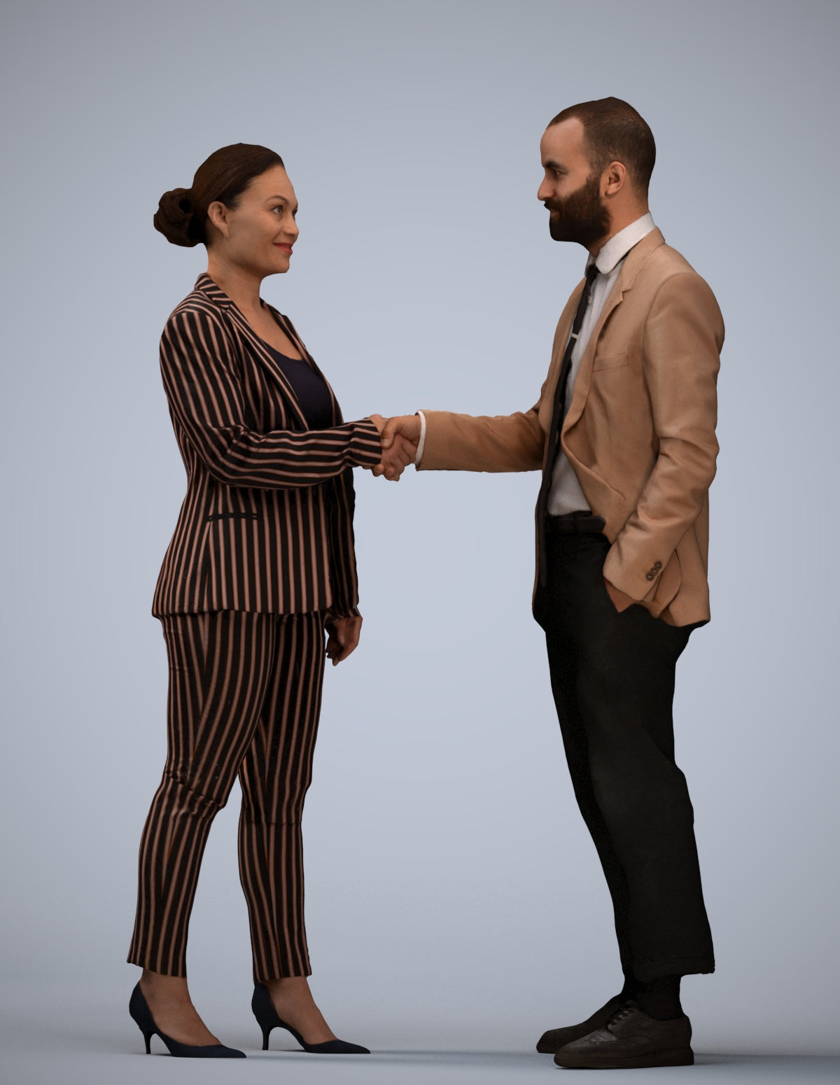 realistic 3D woman business, scanned archviz people for Blender and 3ds Max