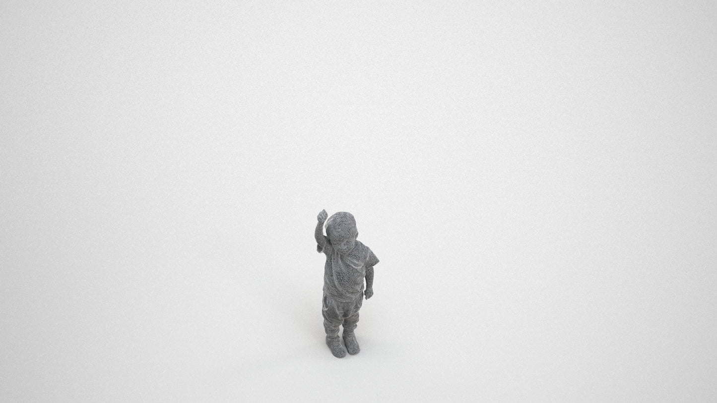 realistic 3D people boy casual kids, render-ready for V-Ray and Corona, FBX OBJ, wireframe three-quarter view