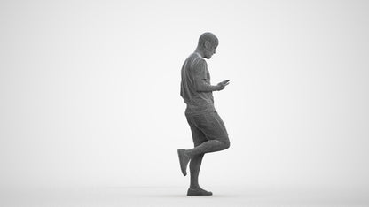 photogrammetry 3D man casual walking, realistic human model archviz FBX, wireframe front view