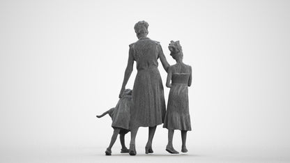 3D human model girl casual kids, photogrammetry scanned person for archviz, wireframe front view