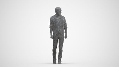 realistic 3D human man casual walking, archviz people FBX OBJ for Blender, three-quarter front view render