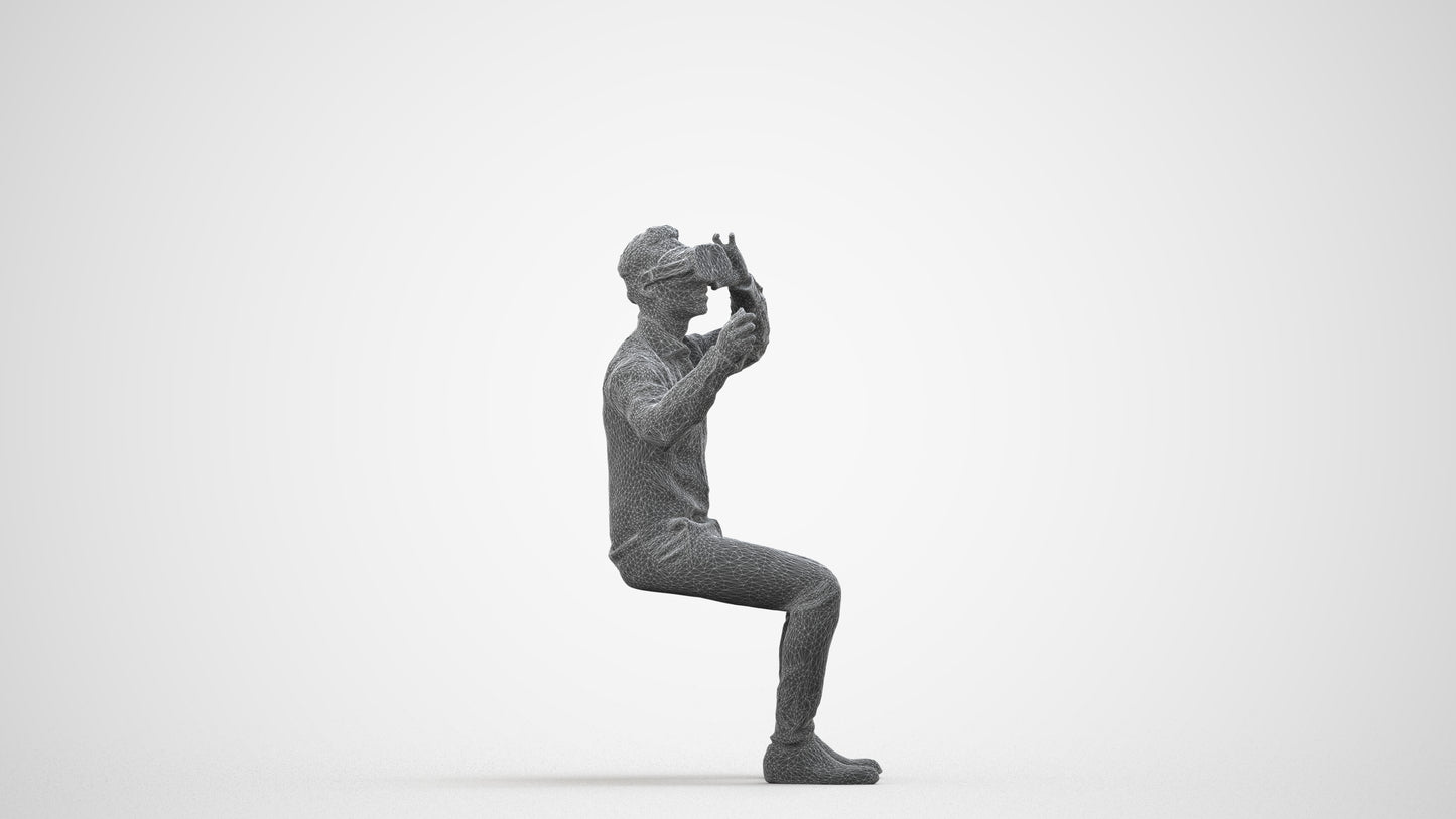 realistic 3D people man business sitting, render-ready for V-Ray and Corona, FBX OBJ, wireframe side view