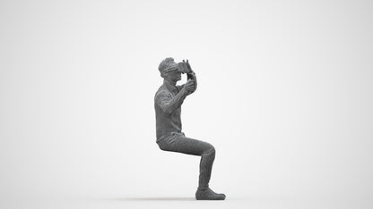 realistic 3D people man business sitting, render-ready for V-Ray and Corona, FBX OBJ, wireframe side view