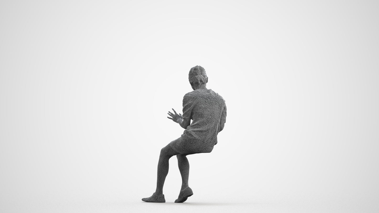 scanned 3D woman business, photogrammetry people for Enscape and V-Ray, wireframe front view