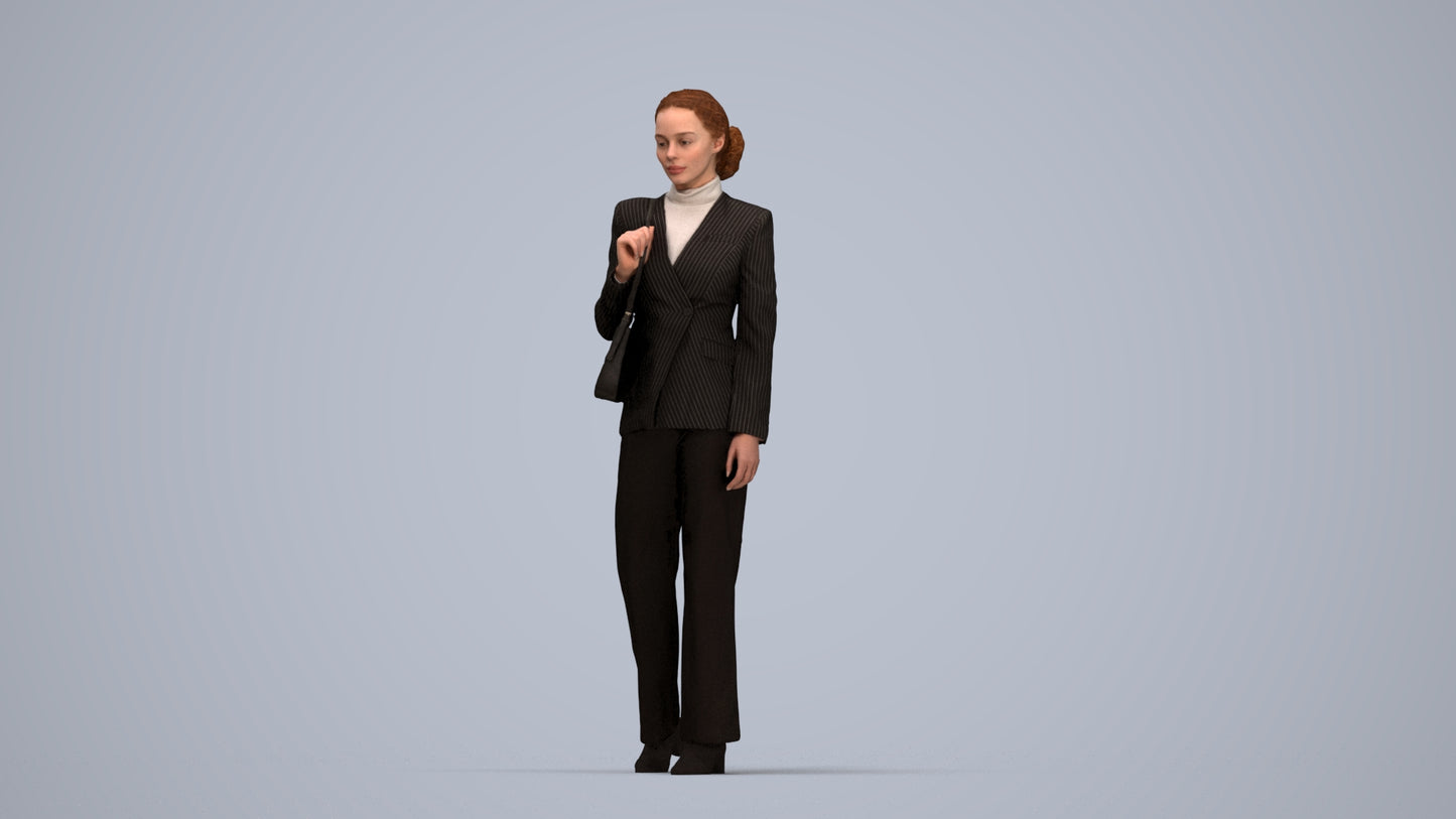 3D scanned woman business, photorealistic archviz people for Enscape and SketchUp, top-down view render