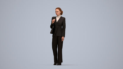 3D scanned woman business, photorealistic archviz people for Enscape and SketchUp, top-down view render