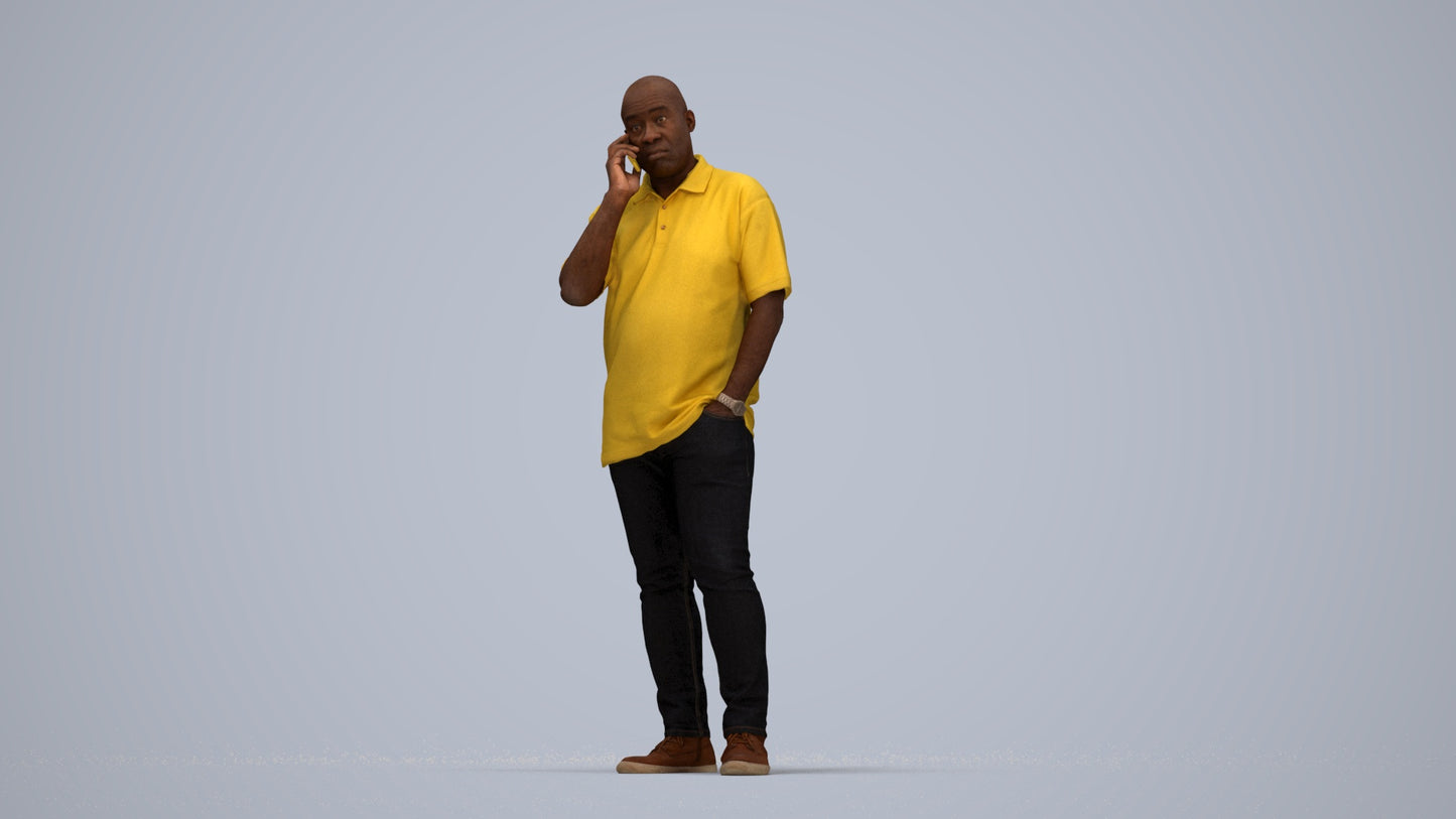 photogrammetry 3D man casual standing, realistic human model archviz FBX, top-down view render