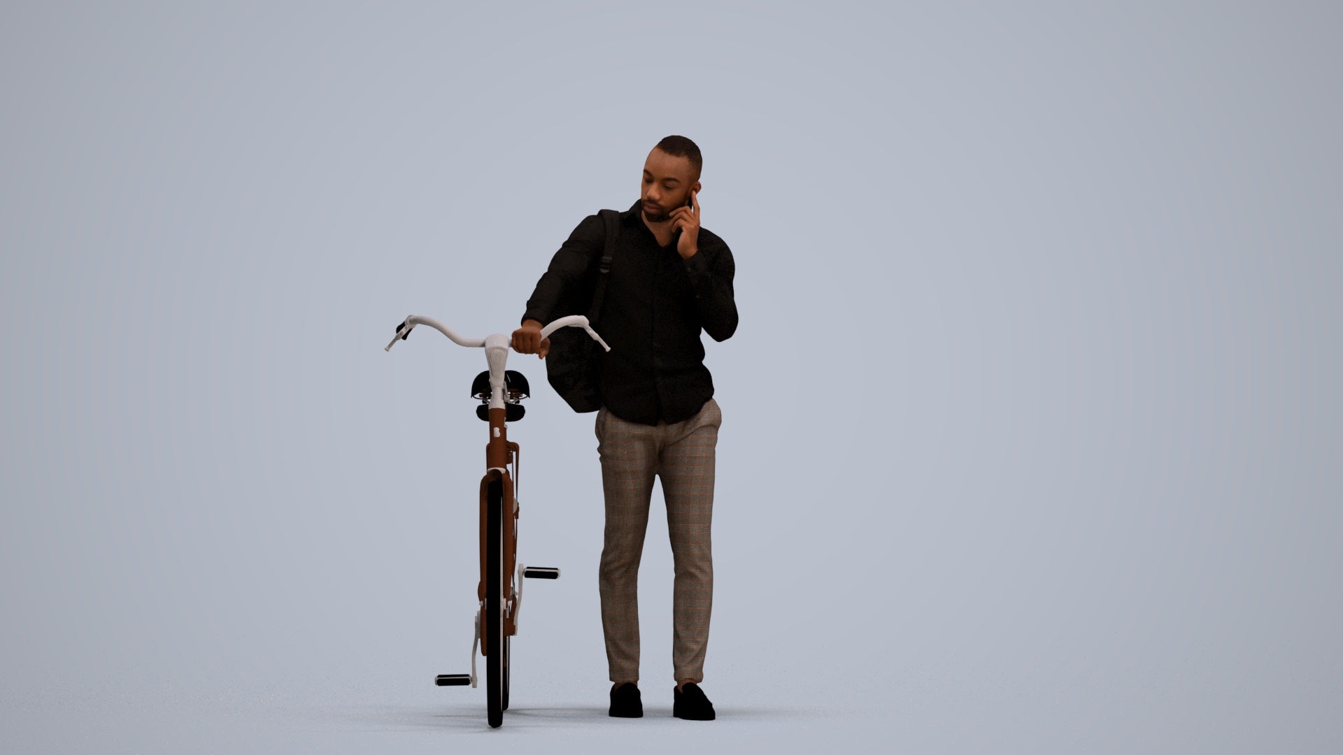 realistic 3D people man business cycling, render-ready for V-Ray and Corona, FBX OBJ, standing pose render