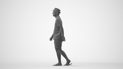 3D human model man walking, photogrammetry scanned person for archviz, square thumbnail