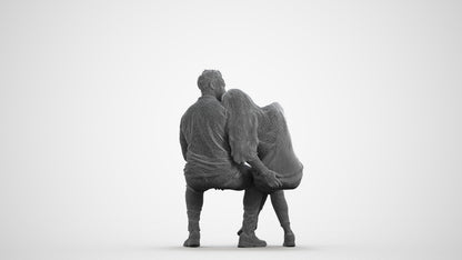 realistic 3D human woman casual couple, archviz people FBX OBJ for Blender, wireframe front view