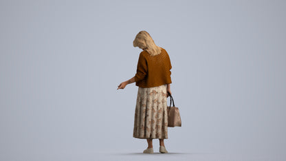 scanned 3D woman casual shopping, photogrammetry people for Enscape and V-Ray, front view render