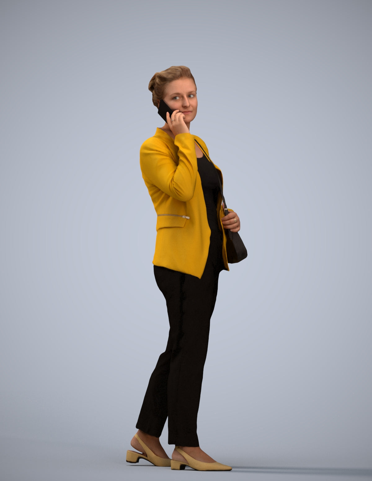 3D people model woman casual walking, scanned human for 3ds Max rendering